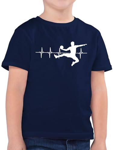 Kinder T-Shirt Jungen - Sport Kleidung - Handball Herzschlag für Herren - 152 (12/13 Jahre) - Dunkelblau - Sportshirt Shirts Shirt Kind Junge Tshirt Kurzarm Kindershirt Tshirts t-Shirts von Shirtracer