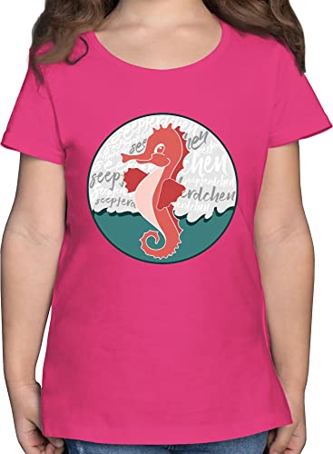 T-Shirt Mädchen - Kinder Sport Kleidung - Seepferdchen Abzeichen - 116 (5/6 Jahre) - Fuchsia - Kurzarm Sportshirt schwimmabzeichen t Shirts Shirt Tshirt t_Shirt Maedchen Sport-Shirt Schwimmen von Shirtracer