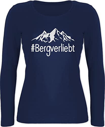 Langarmshirt Damen - Bergverliebt - weiß - L - Marineblau - Tshirt Berge Langarm Sport Berg Shirt wandern Wander Shirts Mountain Baumwolle bergmotiv Longsleeve Statement t-Shirt mit Bergen Langarmshirt Damen - Bergverliebt - weiß - L - Marineblau - Tshirt Berge Langarm Sport Berg Shirt wandern Wander Shirts Mountain Baumwolle bergmotiv Longsleeve Statement t-Shirt mit Bergen von Shirtracer