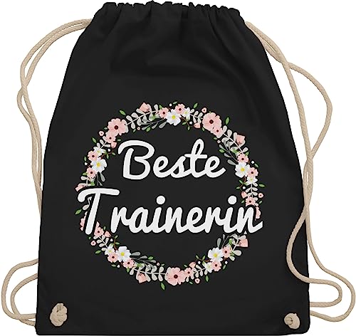 Turnbeutel Rucksack - Beste Trainerin - Unisize - Schwarz - sport beutel geschenk weihnachten beutelrucksäcke stoffturnbeutel sportbeutel beuteltasche stoffbeutel tasche bag turnsackerl sporttasche von Shirtracer