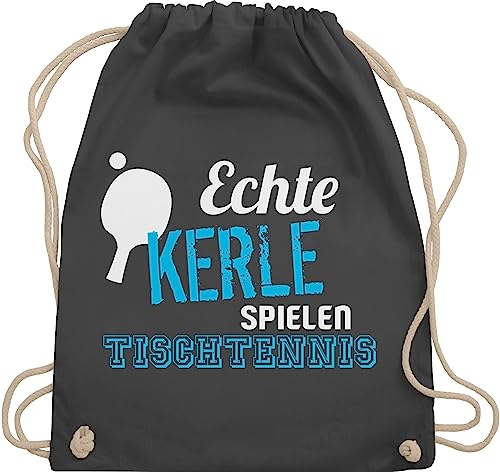 Shirtracer Turnbeutel Rucksack - Echte Kerle spielen Tischtennis - Unisize - Dunkelgrau - sportbeutel groß bags beutel stoff gym bag baumwolle kinder kordel baumwoll stoffbeutel als mit von Shirtracer