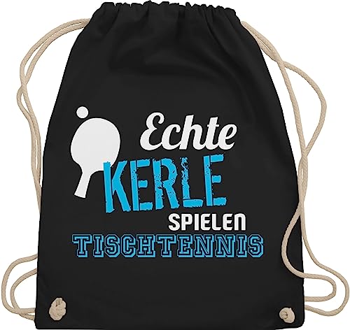 Turnbeutel Rucksack - Echte Kerle spielen Tischtennis - Unisize - Schwarz - sportbeutel baumwolle beutel kinder gym bags turntasche tasche bag sporttasche turnsackerl sporttaschen turnsack taschen von Shirtracer