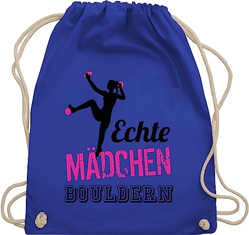 Turnbeutel Rucksack - Echte Mädchen bouldern fuchsia/schwarz - Unisize - Royalblau - turn beutel boulder geschenke für boulderer sport beuteltasche kinderturnbeutel sportbeutel stoffrucksack von Shirtracer