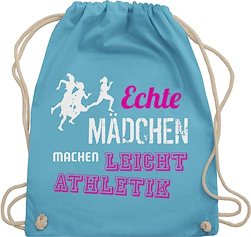 Turnbeutel Rucksack - Echte Mädchen machen Leichtathletik - Unisize - Hellblau - turn beutel stoffsackerl turnsackerl gym bag rucksäcke kinderturnbeutel sportrucksack mit schnur turnbeutel: von Shirtracer