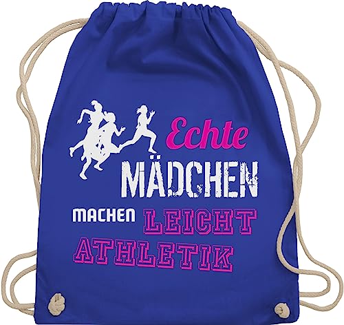 Turnbeutel Rucksack - Echte Mädchen machen Leichtathletik - Unisize - Royalblau - beutel kinder stoffrucksack gym bag sportrucksack mit schnur turn tasche turnbeutel: turnsack baumwolle uni kordel von Shirtracer