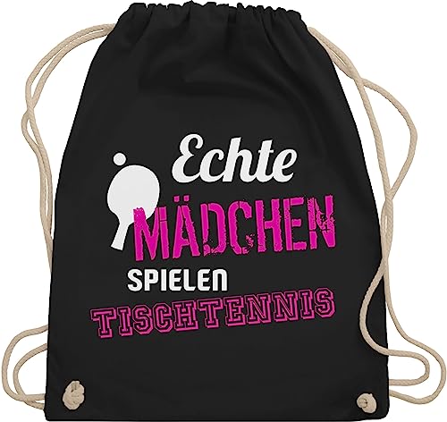 Shirtracer Turnbeutel Rucksack - Echte Mädchen spielen Tischtennis - Unisize - Schwarz - kinderturnbeutel sport stoffbeutel beutel tasche taschen beuteltasche rucksäcke bag umhängebeutel sportbeutel von Shirtracer