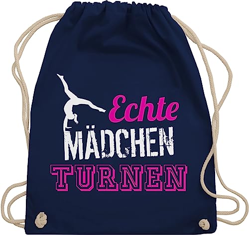 Turnbeutel Rucksack - Echte Mädchen turnen - Geschenk Turnerin - Unisize - Navy Blau - echt beutel baumwolle echten rucksackbeutel frauen baumwollbeutel stoffturnbeutel turnsäcke turntasche von Shirtracer