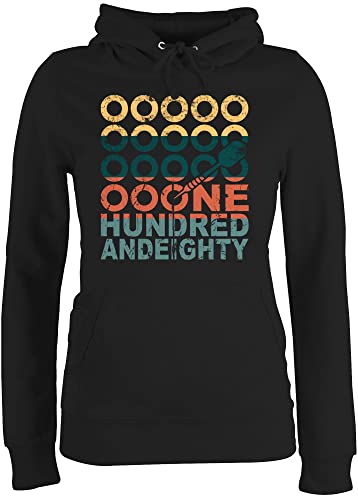 Pullover Damen Hoodie Frauen - One Hundred and Eighty - bunt - L - Schwarz - Sport Darts Pulli Dart von Shirtracer