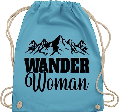 Turnbeutel Rucksack - Wander Woman - Geschenk für Wanderin - Unisize - Hellblau - wanderwoman turn beutel geh wandern tasche wandershirts beuteltasche bergverliebt sportbeutel wanderwomen bags von Shirtracer