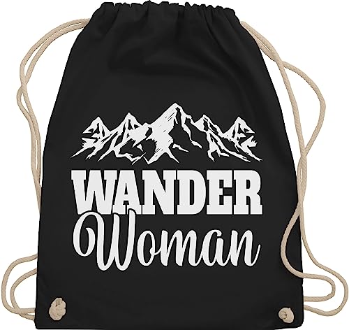 Shirtracer Turnbeutel Rucksack - Wander Woman - Unisize - Schwarz - wandergeschenke sport berg beutel wandergeschenk berge stoffrucksack geschenke für wanderfreunde wandern juterucksäcke wandergadges von Shirtracer