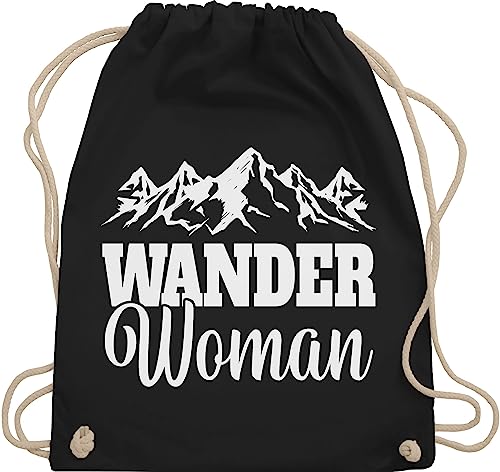 Turnbeutel Rucksack - Wander Woman - Unisize - Schwarz - wandergeschenke sport berg beutel wandergeschenk berge stoffbeutel geschenke für wanderfreunde travel stoffrucksack wandergadges bergen von Shirtracer