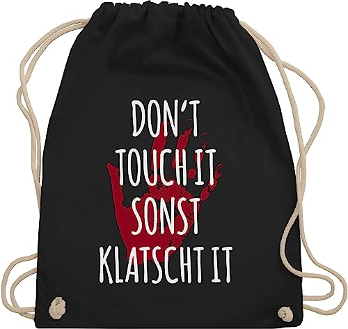 Turnbeutel Rucksack - Sportbeutel bedruckt Geschenk - Don't touch it sonst klatscht it - Unisize - Schwarz - sprüche weihnachten klatsch beutel dont stoffrucksack turnsack gymsack juterucksack von Shirtracer