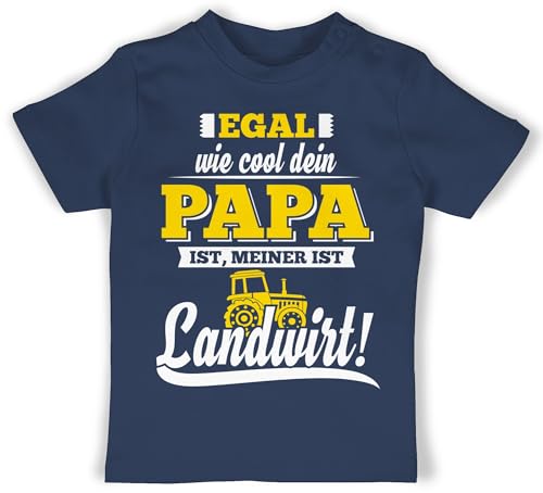 Baby T-Shirt Mädchen Jungen - Sprüche - Egal wie Cool Dein Papa meiner ist Landwirt - 3/6 Monate - Navy Blau - Tshirt Babykleidung mit sprüchen Spruch Vater Shirt Sachen spruche Daddy t-Shirts von Shirtracer