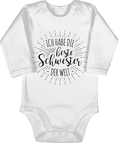 Baby Body langarm Mädchen Junge - Ich habe die beste Schwester der Welt - 3/6 Monate - Weiß - sister best strampler schwestern hab bodys geschenk babybody geschenke baby-kleidung für babybodys von Shirtracer