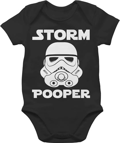 Baby Body Junge Mädchen - Sprüche - Storm Pooper - Stormpooper Lustige Babygeschenke - 3/6 Monate - Schwarz - babybody mit spruch spruche strampler nerd aufschrift sprüchen babysachen von Shirtracer