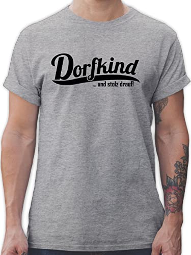 T-Shirt Herren - Sprüche Statement mit Spruch - Dorfkind und stolz Drauf - Dorfkinder - L - Grau meliert - männer Tshirts Shirt Tshirt für Mann t-Shirts Shirts Maenner Tshirt/Spruch t schirts von Shirtracer