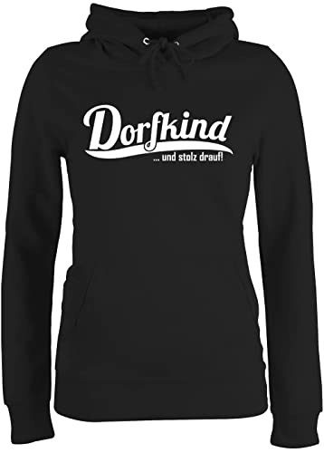 Pullover Damen Hoodie Frauen - Sprüche Statement mit Spruch - Dorfkind und stolz Drauf - XXL - Schwarz - lustigen sprüchen Oberteil Frau Hoodies Hoody Kapuze Kapuzenpulli Winter Plovers Hoddies von Shirtracer