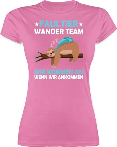 Shirt Damen - Sprüche Statement mit Spruch - Faultier Wander Team Hiking - L - Rosa - spruchshirts sprüchen für Wanderer Tshirt Frauen t-Shirt wandern lustig auf spruechen Faultiere leiberl von Shirtracer