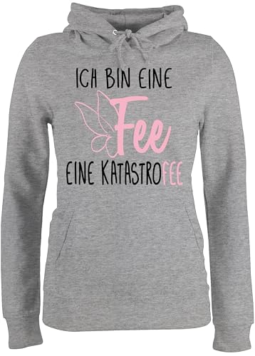 Pullover Damen Hoodie Frauen - Sprüche Statement mit Spruch - Ich Bin eine Fee - L - Grau meliert - lustige sprueche sprüche+Pullover sprüchen katastrophe Hoody Frau spruechen katastro Kapuze von Shirtracer