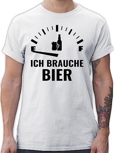 T-Shirt Herren - Sprüche Statement mit Spruch - Ich Brauche Bier - schwarz - L - Weiß - Tshirt männer Oktober sprüchen Drauf t- Shirt Trachten-t-Shirt Bayern Shirts trachtentop bayrische von Shirtracer