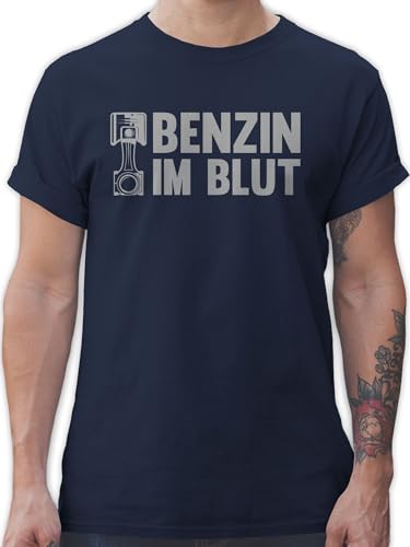 T-Shirt Herren - Autos - Benzin im Blut - Zylinder - L - Navy Blau - Automotive Auto Shirts männer Bild tihsirt t schirts herrenshirt thisert t-Shirts t- Shirt Tshirt Mann Tshirts tischert t-schirt von Shirtracer