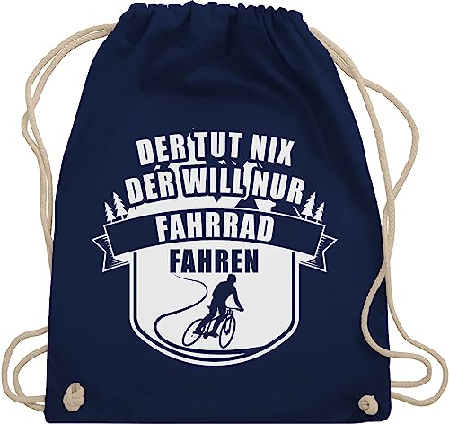 Turnbeutel Rucksack - Sprüche Statement mit Spruch - Der tut nix der will nur Fahrradfahren - Unisize - Navy Blau - sport stoffrucksack beutel+rucksack+mit+sprüchen bike juterucksäcke von Shirtracer