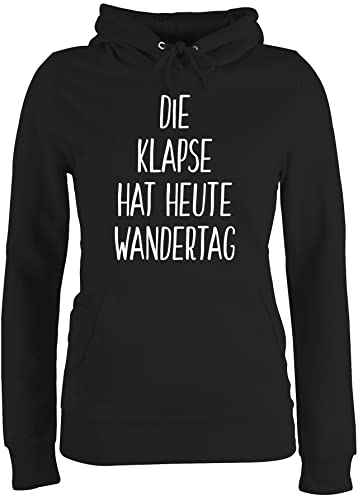 Pullover Damen Hoodie Frauen - Sprüche Statement mit Spruch - Die Klapse hat Heute Wandertag - XL - Schwarz - sprüche+Pullover sprueche klapsmühle Oberteile sprüchen damenhooddies spruche von Shirtracer