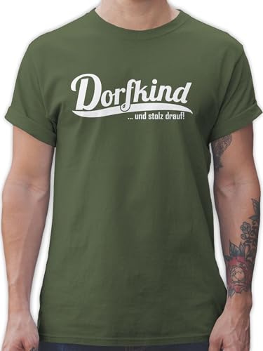 T-Shirt Herren - Sprüche Statement mit Spruch - Dorfkind und stolz Drauf - XXL - Army Grün - ich Bin EIN Shirt Sachen t Spruch. darauf tishirt Tshirt Baumwolle sprüchen sprueche von Shirtracer