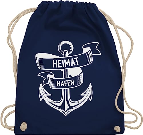 Turnbeutel Rucksack - Sprüche Statement - Heimathafen - Anker Ankerplatz - Unisize - Navy Blau - stoffbeutel mit kordelzug gym bag beutel stoff sportbeutel stoffrucksack turnsackerl kordel von Shirtracer