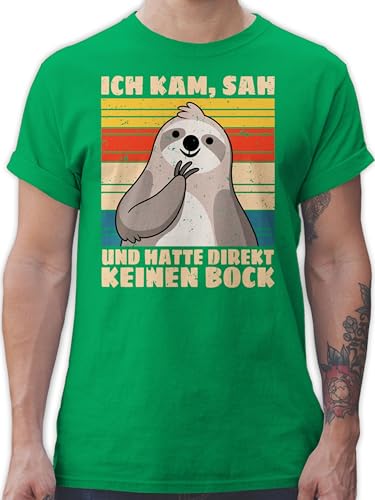 T-Shirt Herren - Sprüche Statement - Ich kam, SAH und Hatte direkt keinen Bock - L - Grün - Sloth t- Shirts männer t Shirt mit frechen sprüchen Aufschrift faultier t-Shirts Tshirt Spruch von Shirtracer