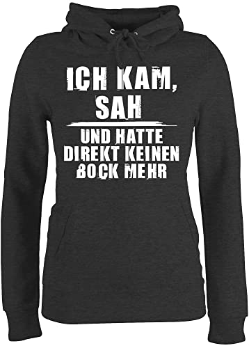 Pullover Damen Hoodie Frauen - Sprüche Statement mit Spruch - Ich kam SAH keinen Bock mehr - XL - Anthrazit meliert - Pulli pullis Kapuzenpullover Kapuze Kapuzenpulli Hoodie+Damen sprüchen von Shirtracer