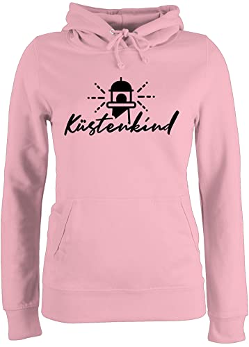 Pullover Damen Hoodie Frauen - Sprüche Statement - Küstenkind - Leuchtturm - schwarz - L - Hellrosa - Statement-Pullover mit Aufschrift ostsee pullis Statements küstenkinder Pulli sprüchen￼ von Shirtracer