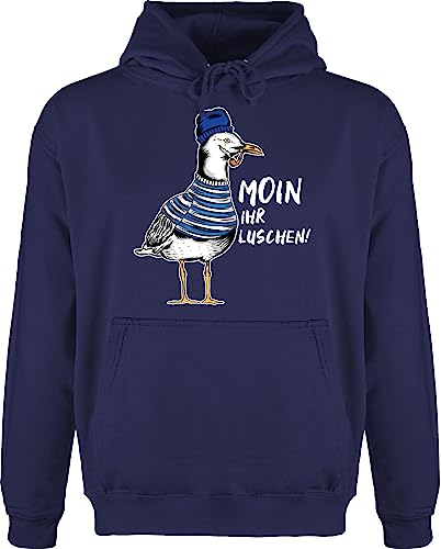 Shirtracer Hoodie Herren Pullover Männer - Sprüche Statement - Moin Ihr Luschen - Coole Möwe - Weiß - XL - Navy Blau - Hoodies/pullis Oberteil Herr Hoody mit Kapuze Pulli kaputzenpuloverer Oberteile von Shirtracer