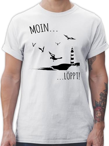 T-Shirt Herren - Sprüche Statement - Moin...Löppt! - schwarz - XL - Weiß - Shirt nordsee Statements Moin Tshirt Rundhals mit Aufschrift norddeutsch männer tischert Spruch Shirts t Fun von Shirtracer