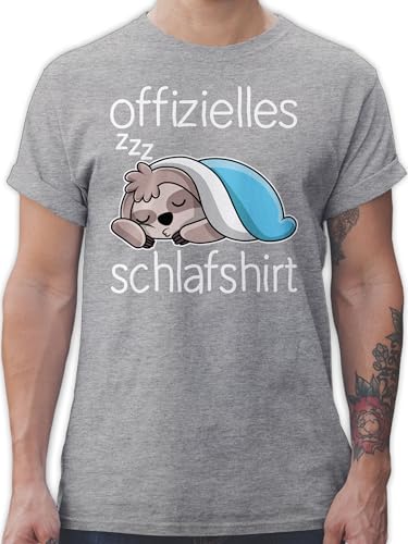 T-Shirt Herren - Sprüche Statement - Offizielles Schlafshirt mit Faultier - weiß - XXL - Grau meliert - schlafshirts Shirts Statements Schlaf t Shirt Sloth Gifts Tshirt sprüchen￼ schlafen von Shirtracer