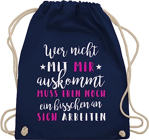 Turnbeutel Rucksack - Sprüche Statement Spruch - Wer mit mir nicht auskommt - Unisize - Navy Blau - damen kordelzug und sprüchen spruechen sarkastische beutel rucksäcke lustigen bedruckt von Shirtracer