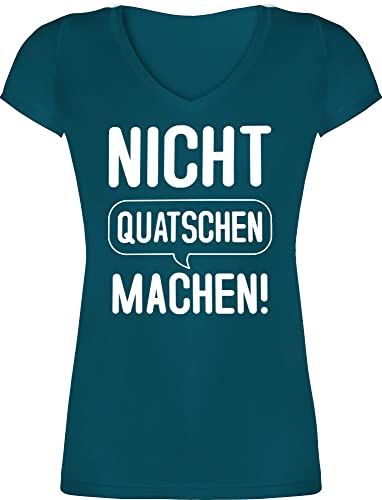 T-Shirt Damen V Ausschnitt - Sprüche Statement mit Spruch - Unterschätz' Mich ruhig das Wird lustig - XXL - Türkis - Tshirt unterschätz Nicht v-Ausschnitt sprüchen Frauen frech t Shirts auf. von Shirtracer