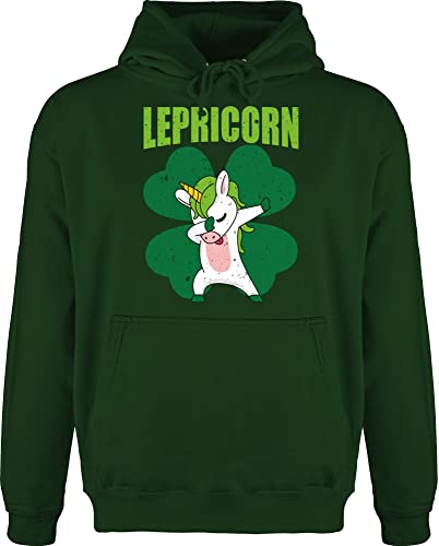 Hoodie Herren Pullover Männer - St. Patricks Day - Dabbing Leprechaun mit Kleeblatt - L - Dunkelgrün - Kleidung zum Saint Patrick irischer Hoodies s Irland Langarm Irish Party Kapuzenpulli von Shirtracer