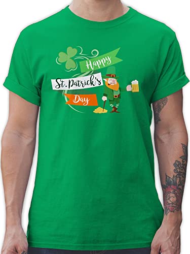 T-Shirt Herren - Happy St. Patricks Day Leprechaun Kobold - XL - Grün - Patrick Kleeblatt Fun-t-Shirts Herrenbekleidung st Irish Figur Funshirt Oberteil Irland irischer Tshirt männer Tops Ireland von Shirtracer