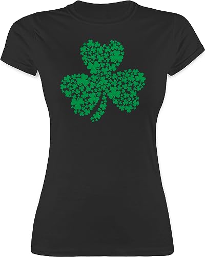 Shirt Damen - St. Patricks Day - Dreiblättriges Kleeblatt Shamrock - L - Schwarz - st Tshirt Outfit Patrick's t verkleidung Patrick’s Saint Irland Irish st.+Patricks+Day Paddys st.Patrick von Shirtracer