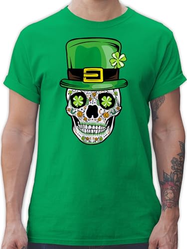 T-Shirt Herren - St. Patricks Day - Totenkopf Kleeblatt Glücksbringer - XXL - Grün - st-Patricks-Day Irish t Shirt Tops st Irland irisches männer Tshirts Oberteil irische Produkte Zylinder von Shirtracer