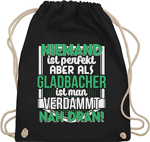 Turnbeutel Rucksack - Stadt und City Outfit - Niemand ist perfekt Gladbacher - Unisize - Schwarz - country mönchengladbach stoffbeutel beutel sportbeutel beuteltasche tasche sporttasche bag von Shirtracer