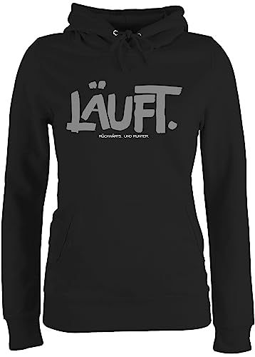 Pullover Damen Hoodie Frauen - Statement - Läuft - Läuft Lustig Sprüche Lustiger Spruch Nerd Geek Läuft bei Mir - XXL - Schwarz - Geschenk Sweatpullover Hoddy Oberteile damenhooddies von Shirtracer