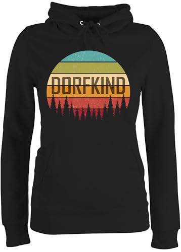 Pullover Damen Hoodie Frauen - Sprüche Statement - Dorfkind I Dorfkinder Geschenk I Ich Bin EIN Dorfkind Stolz Drauf Dorf - XS - Schwarz - lustige Statement-Pullover mit Aufschrift Hoddies von Shirtracer
