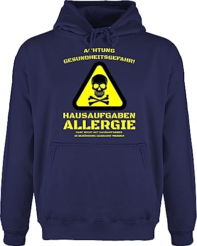 Hoodie Herren Pullover Männer - Sprüche Statement - Hausaufgaben Allergie - M - Navy Blau - witzige jungen schule gefaehrden meine gesundheit kapuzenpulli für die gefährden gesundheit. langarm von Shirtracer