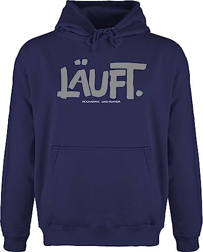 Hoodie Herren Pullover Männer - Statement - Läuft - Läuft Lustig Sprüche Lustiger Spruch Nerd Geek Läuft bei Mir - L - Navy Blau - Oberteil Geschenk zocker Kapuze mit sprüchen Drauf Hoodi von Shirtracer