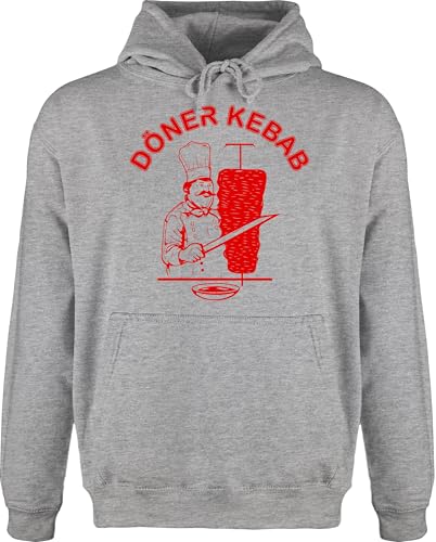 Hoodie Herren Pullover Männer - Original Döner Kebab Logo - L - Grau meliert - fasching outfit karneval doner pulli faschings kebap hudis karnevals doener hoody fassenacht dönermann hoodies von Shirtracer