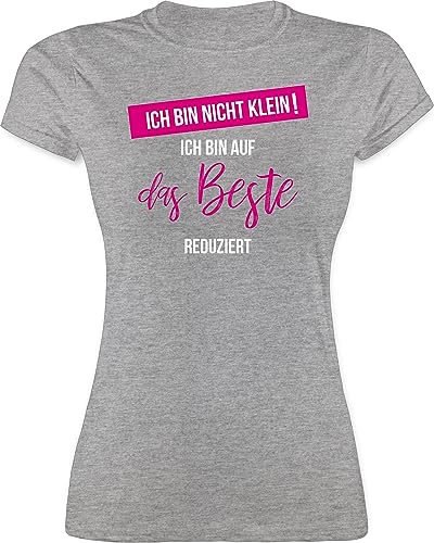 Shirt Damen - Sprüche Statement - ich Bin Nicht klein ich Bin auf das Beste reduziert - XXL - Grau meliert - t kleine Leute Shirts mit Spruch frechen sprüchen Oberteile reduzierte Tshirt mädchen von Shirtracer