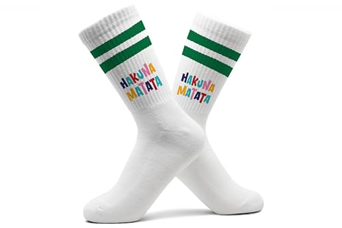 Statement - Socken Hakuna Matata Tennissocken Alles in Ordnung I Keine Sorge Tennissocken Kein Problem - 42-46 - Grün - spruch statements sprüche socks mit damen sportsocken herren 39-42 von Shirtracer