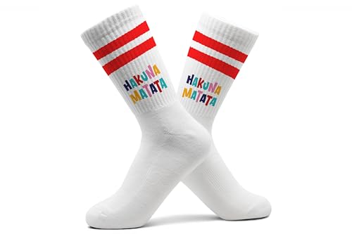 Statement - Socken Hakuna Matata Tennissocken Alles in Ordnung I Keine Sorge Tennissocken Kein Problem - 42-46 - Rot - spruch statements sprüche socks mit damen sportsocken herren 39-42 von Shirtracer